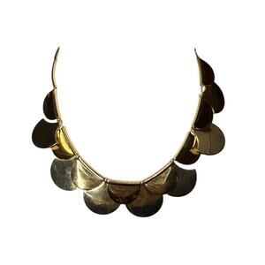 Kate Spade Gold Scallop Statement Necklace Collar Chunky Bib Modern Retired